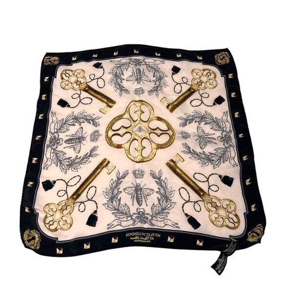 My Flat in London Gold and Black Scarf with Key Lock Motifs - Picture 3 of 8